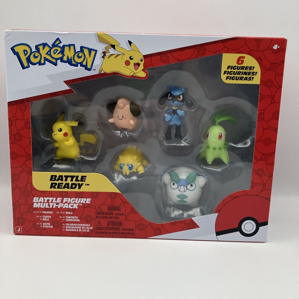 Pokémon Battle Figures, 2” Pikachu, Joltik, Riolu, Cleffa Set -Christmas, Toys
